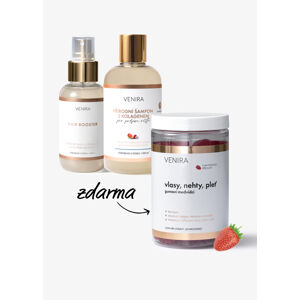 VENIRA šampon s kolagenem pro podporu růstu (mango-liči), hair booster, jahodoví medvídci pro vlasy, nehty a pleť