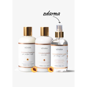 VENIRA šampon pro podporu růstu vlasů (meruňka), kondicionér (meruňka), rozmarýnová voda