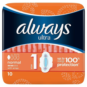 
				Always Ultra Normal plus hygienické vložky s křidélky a jemnou vůní 10 ks/bal.
		