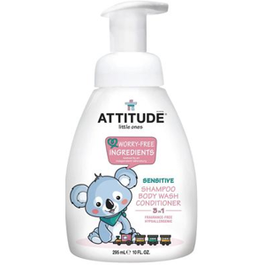Attitude Dětské tělové mýdlo, šampon a kondicionér (3v1) bez vůně - s pumpičkou 300ml