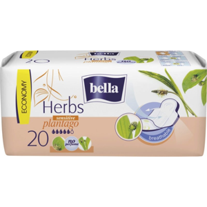 
				Bella Herbs Plantago Sensitive hygienické prodyšné vložky s křidélky bez parfemace 20 ks/bal.
		