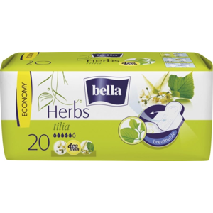 
				Bella Herbs Tilia hygienické prodyšné vložky s křidélky a jemnou vůní 20 ks/bal.
		