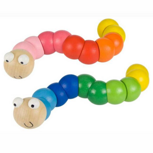 Bigjigs Toys Dřevěný barevný červík 1ks - Modrý
