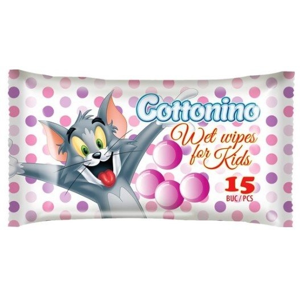 Cottonino Tom & Jerry, Bubble Gum, vlhčené ubrousky, 15ks