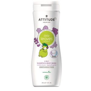 Dětské tělové mýdlo a šampon (2 v 1) ATTITUDE Little leaves s vůní vanilky a hrušky 473 ml