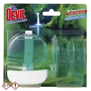 
				Dr. Devil 3v1 Natur Fresh, tekutý WC blok, košíček + 3x náplň 55 ml
		
