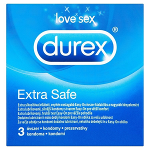 
				Durex Extra safe silnější a extra lubrikované kondomy  3 ks
		