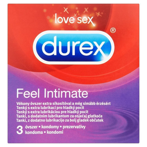 
				Durex Feel intimate tenké kondomy s extra lubrikací pro hladší pocit 3 ks
		