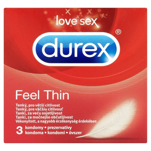 Durex Feel thin tenké kondomy pro větší citlivost 3 ks