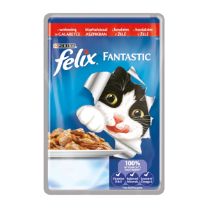 
				Felix Fantastic  s hovězím v želé kapsička pro kočky 100 g
		