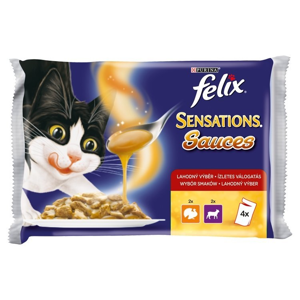
				Felix Sensations Sauces lahodný výběr v ochucených omáčkách s krůtou a jehněčím kapsička pro kočky 4x100 g
		