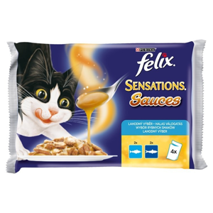 
				Felix Sensations Sauces lahodný výběr v ochucených omáčkách s treskou a sardinkami kapsička pro kočky 4x100 g
		