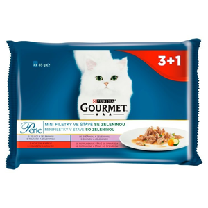 
				GOURMET Perle mini filetky ve stave se zeleninou kapsička pro kočky 3+1 85 g
		