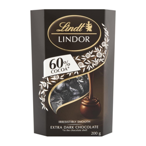 Lindt Lindor Extra hořká čokoláda 60% s jemnou krémovou náplní 200 g