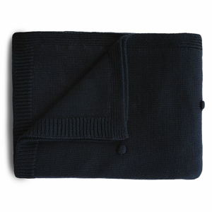 MUSHIE pletená dětská deka z organické bavlny - tečkovaná Dark Navy