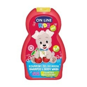 
				On line kids 2v1 šampón a sprchový gel NEW Sweet cherry 250ml (červený)
		