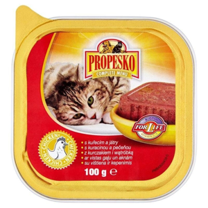 PROPESKO Vanička s kuřecím a játry kompletní krmivo pro dospělé kočky 100 g