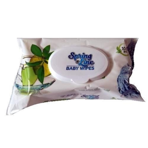 
				Spring Line Dětské vlhčené ubrousky Zelený čaj - s  praktickým plastovým víčkem 100ks
		