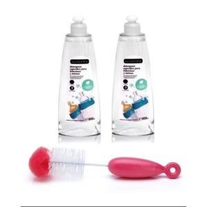 SUAVINEX | SET Dezinfekční gel 500 ml 2 ks + Kartáč na čištění DUO -  Růžový