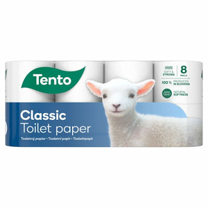 Tento Toaletní papír Tetno Clasic 3v, 8ks/56 - ovečka (bílo/modrý obal)