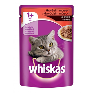 
				Whiskas s hovězím ve šťávě kapsička pro kočky 100 g
		