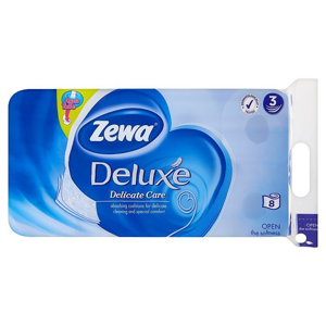 
				Zewa deluxe delicate care - toaletní papír, bez parfemace, bílý 3vrstvý 8x150
		